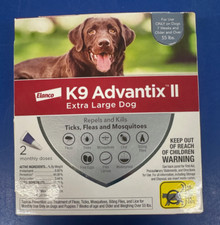 2 BOXES ELANCO K9 Advantix II EXTRA LARGE DOGS, 55lbs 4 Monthly Doses 2X2 