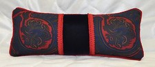 Pillow made w Ralph Lauren Millbrook Blue Red Paisley Velvet Fabric 17x7 NEW