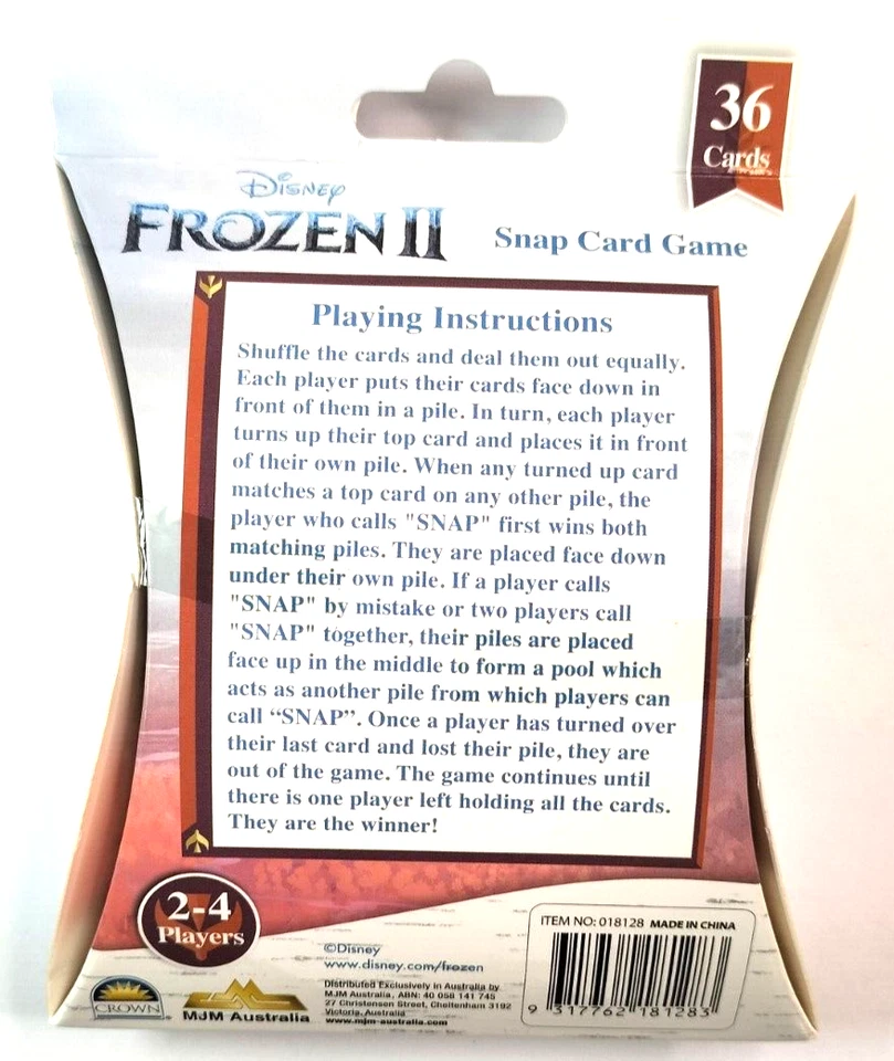 Frozen II Fish Card Game 2-4 Players 36 Cards Disney New Factory Sealed - Image 2 of 2