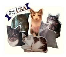 Custom Cat Photo Pillow, Personalized Cat Portrait Pillow, Cat Lover Gift
