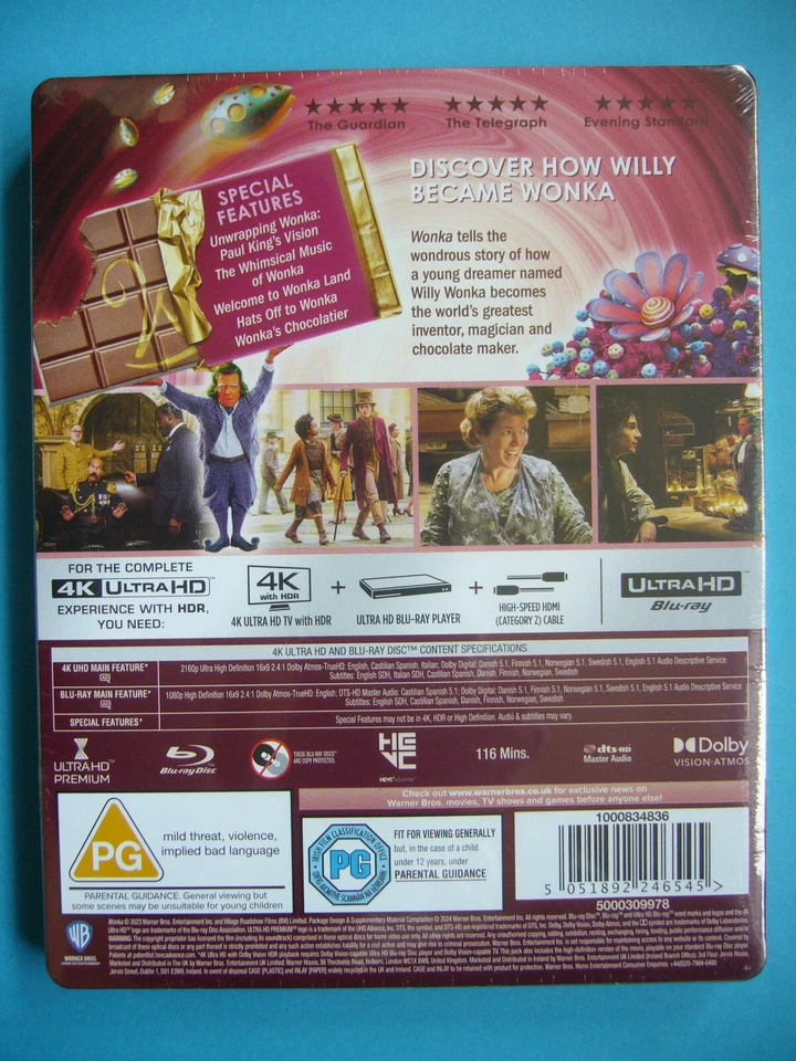 Wonka Limited Edition 4K UHD Blu-Ray Steelbook New Sealed OOP - Image 2 of 2