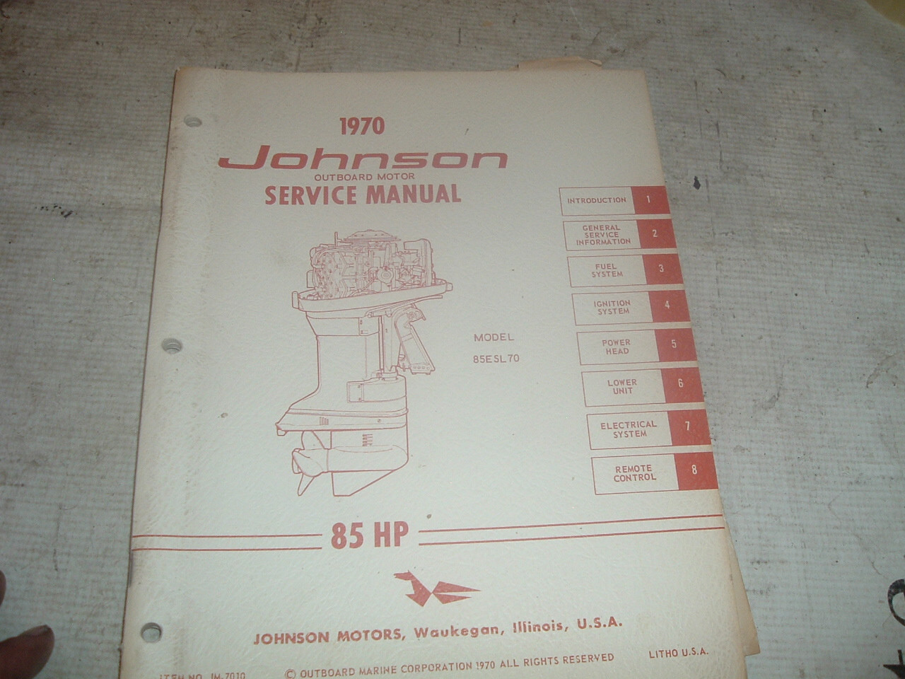 1970 85 HP Genuine OEM Johnson Evinrude Outboard Repair & Service Manual 85HP | eBay