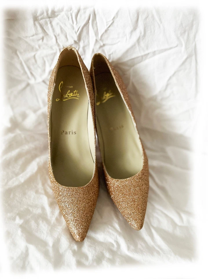 Original Christian Louboutin Pigalle Pumps mit Glitzer gold 37 – Jahrgang 2010 - Bild 2 von 4
