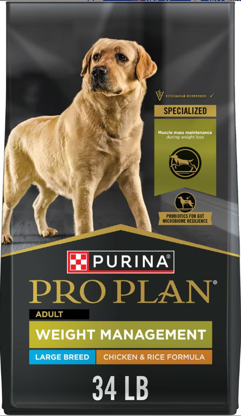 Purina Pro Plan Weight Management Chicken & Rice Formula Dry Dog Food, 34-lb