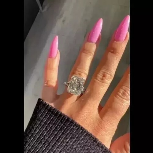 Real Moissanite 5.00Ct Radiant Cut Solitaire Wedding Ring 14k White Gold Plated - Picture 3 of 7