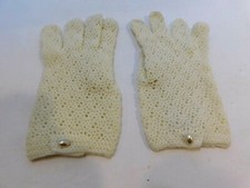 DESIGNER LADIES WHITE NYLON LACEY DRESS GLOVES POLYESTER LINING SIZE SMALL