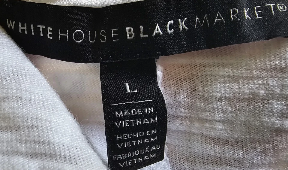 White House Black Market Womens Shirt  Top Size L Large White Gold Leopard Print - Image 2 of 4