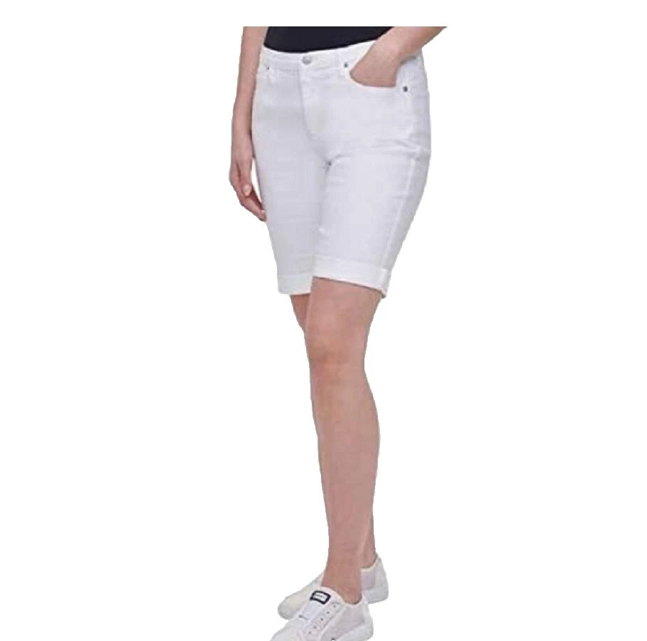 DKNY Cotton White Shorts for Women