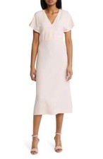 $595 - Boss Hugo Boss Dawinga Flutter Sleeve A-Line Dress in Pink Cream Size 6