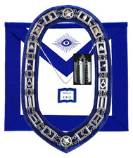 MASONIC BLUE LODGE OFFICER CHAPLAIN APRON SILVER CHAIN COLLAR AND JEWEL