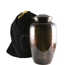 Brown Cremation Urn With Hand Embossed Tree of Life for Adult Ashes