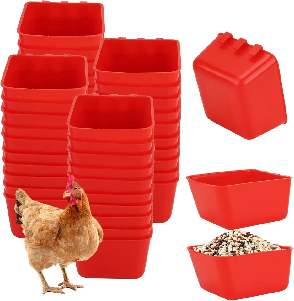 Cage Cup Hanging Water Feed Cage Cups Poultry Gamefowl Rabbit Chicken Bowls - Image 2 of 4