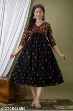 Beautiful Indian Rayon Printed Ethnic Wear Kurti/Dress for Women'