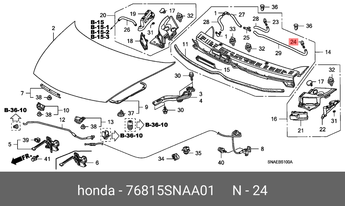 07.21 専用出品 Genuine Front Washer Nozzle Assy 2006-2011 Honda Civic 76815-SNA