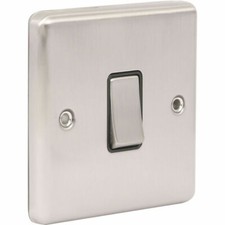 Brushed Stainless Steel Brushed Chrome Sockets and Switched USB Black Insert