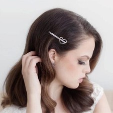 Crystal Love Hair Clip Barrette Vintage Rhinestone Hair Pin Heart Design