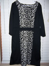 SIMPLY EMMA Contrast Ponte Dress Egret White/Black Women's Plus Size 1X NWT 