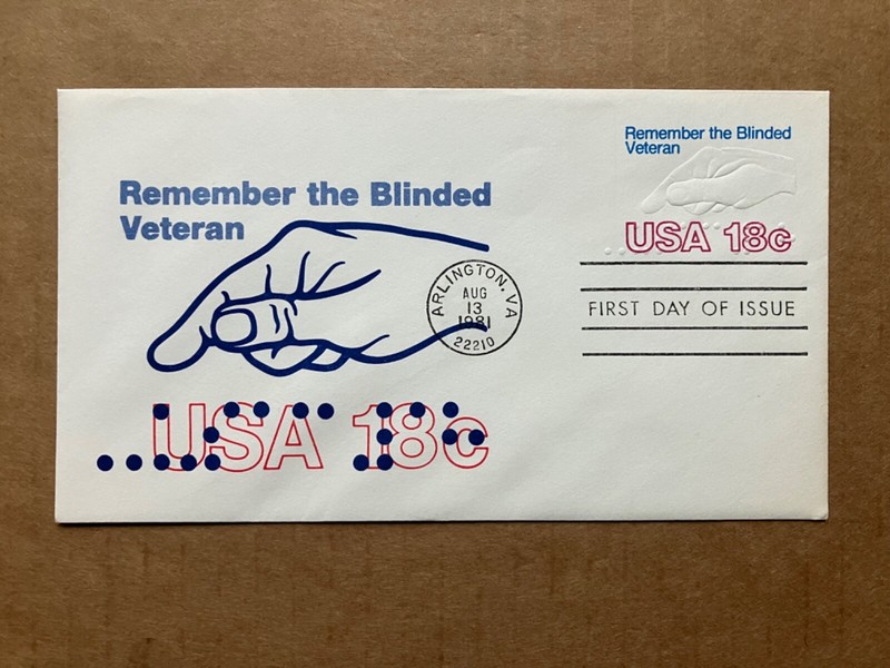 1981 18c Blinded Veterans, Hand & Braille U600 Andrews Cachet FDC 121/1000