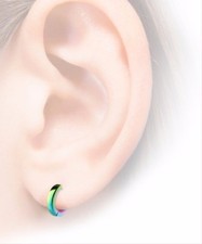 Girls Small Plain Dome Hoop Heggie Rainbow Stainless Steel Womens Earrings