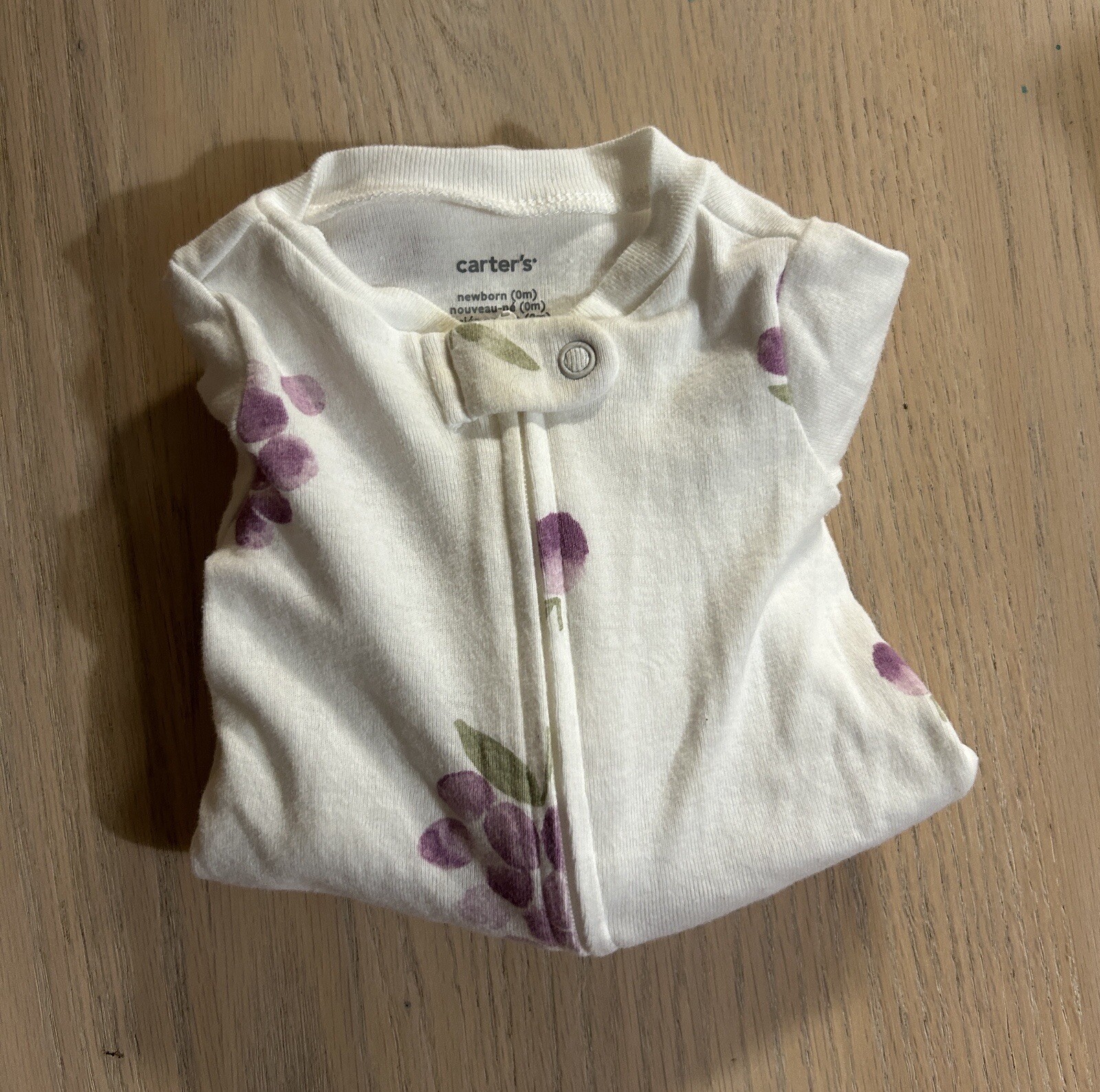 Baby Girl Carters Newborn Zipup Sleepers Purple White Floral eBay