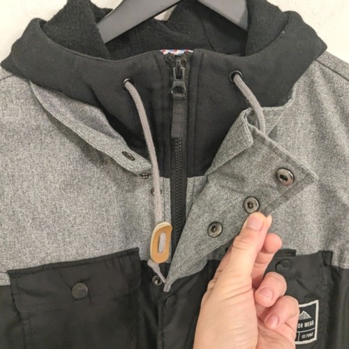 KAVU Inland Black Grey 2-in-1 Convertible Hooded Insulated Jacket Men's Small - Picture 3 of 9