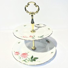 Vintage Tidbit Tray Pink Roses Gold Edge Cottage Core Elegan French 