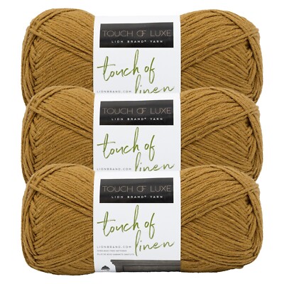 (3 Pack) Lion Brand Yarn 682-170H Touch of Linen Yarn, Dijon
