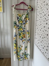 Sezane X Momoni Dorotha Midi Dress Floral Print Tie Strap Split Skirt 40 UK 12