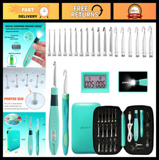 18 Size Counting Crochet Hooks Set with Light  Digital Counter, Case Included 