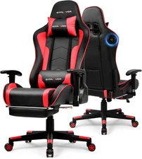 GTPLAYER Gaming Chair with Bluetooth Speakers and Footrest, Ergonomic Gamer... 