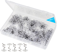 100PCS Spiral Bed Skirt Pins Clear Head Upholstery Twist Pins 0.75 Inch