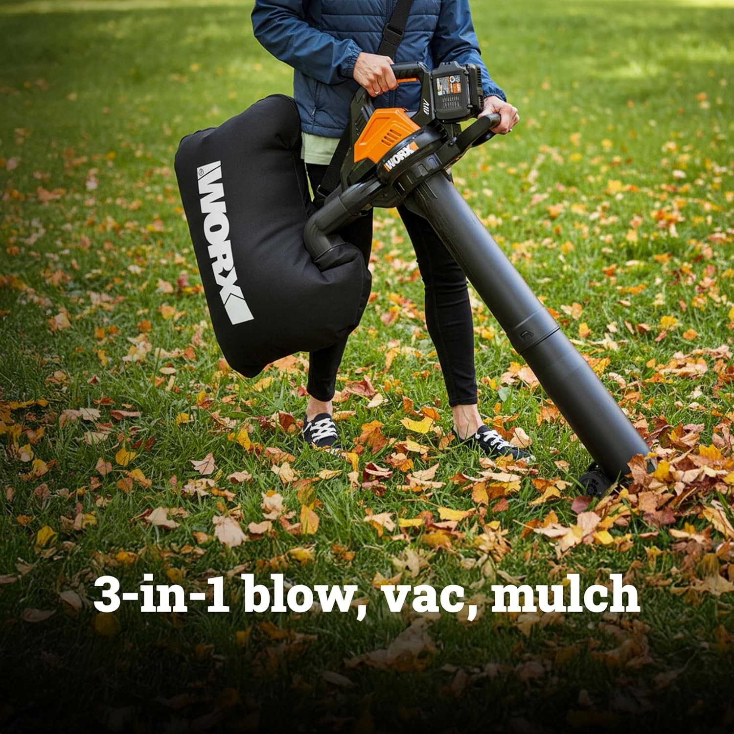 WORX WG583 40V Cordless Leaf Blower, 3 in 1 Blowers for Lawn Black and Orange 