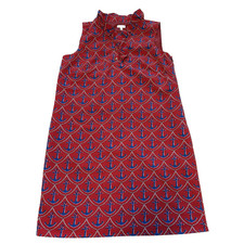 Talbots Shift Dress Sz 12 Petite Americana Red Preppy Ruffle Nautical Anchors