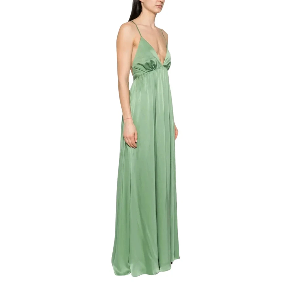 Maxi Vestido de Seda para Mujer IMMERMANN Verde Cuello en V Tirantes Sin Mangas Reino Unido 10 PVP 775 Foto 3 de 4