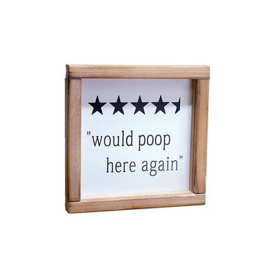 SIMPLY ANI Would Poop Here Again Funny Half Bath Sign | Farmhouse Bathroom Wa...