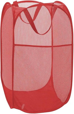 Larpur Popup Mesh Laundry Basket, Collapsible and Portable Clothes Large, Red 