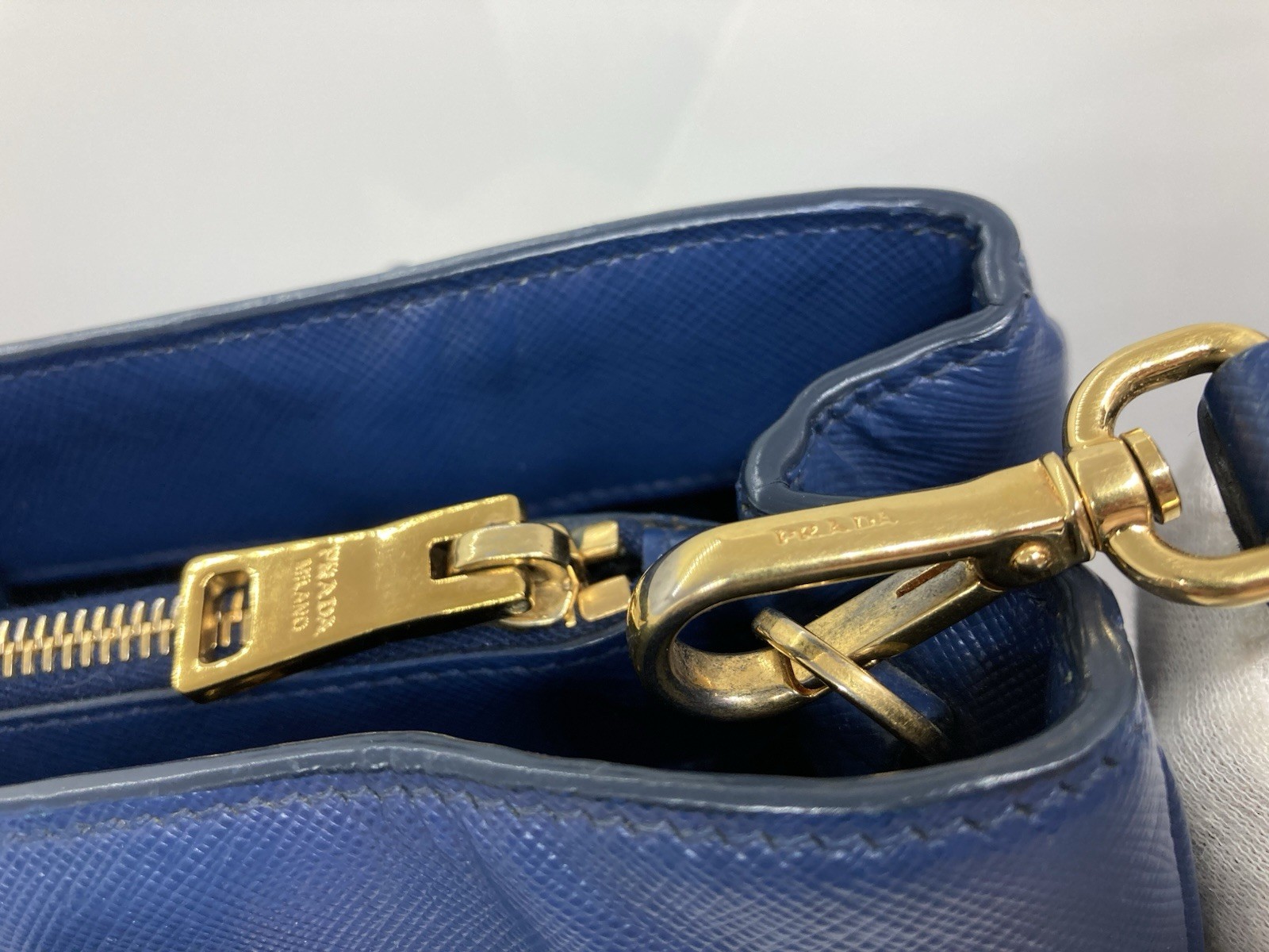 used PRADA Galleria Saffiano leather Blue 2Way Shoulder Hand bag Tote 29113 thumbnail 18