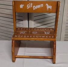 Wooden Convertible Kids Stool Alphabet Animal Design Smooth Finish Step Up