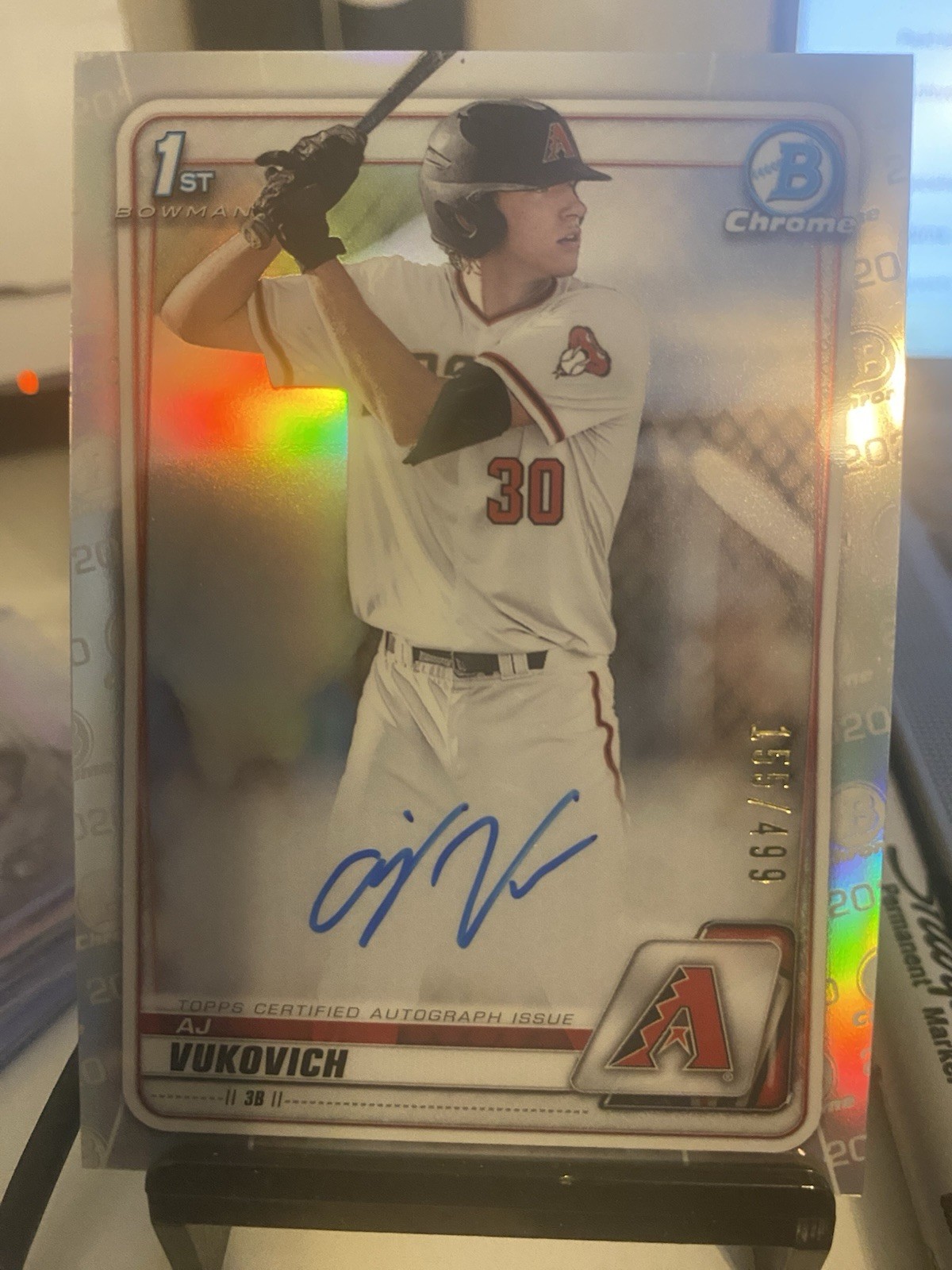 2020 Bowman Chrome Draft AJ Vukovich Auto #CDA-AV 1st Bowman /499 refractor