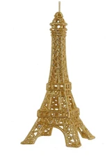 KURT ADLER ACRYLIC GOLD GLITTERED EIFFEL TOWER CHRISTMAS ORNAMENT T1332