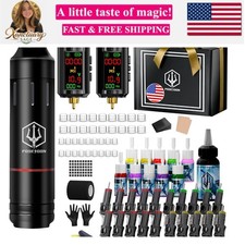 POSEIDON Cordless Tattoo Pen Kit with 2 1600mAh Batteries  Complete Starter ...