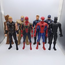 Marvel Titan Hero Series 12" Lot Of 8 Figures Spiderman Captain America Thanos