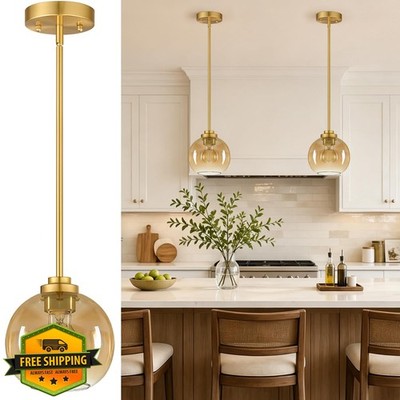 MQMQA Gold Amber Pendant Lights 2 Pack