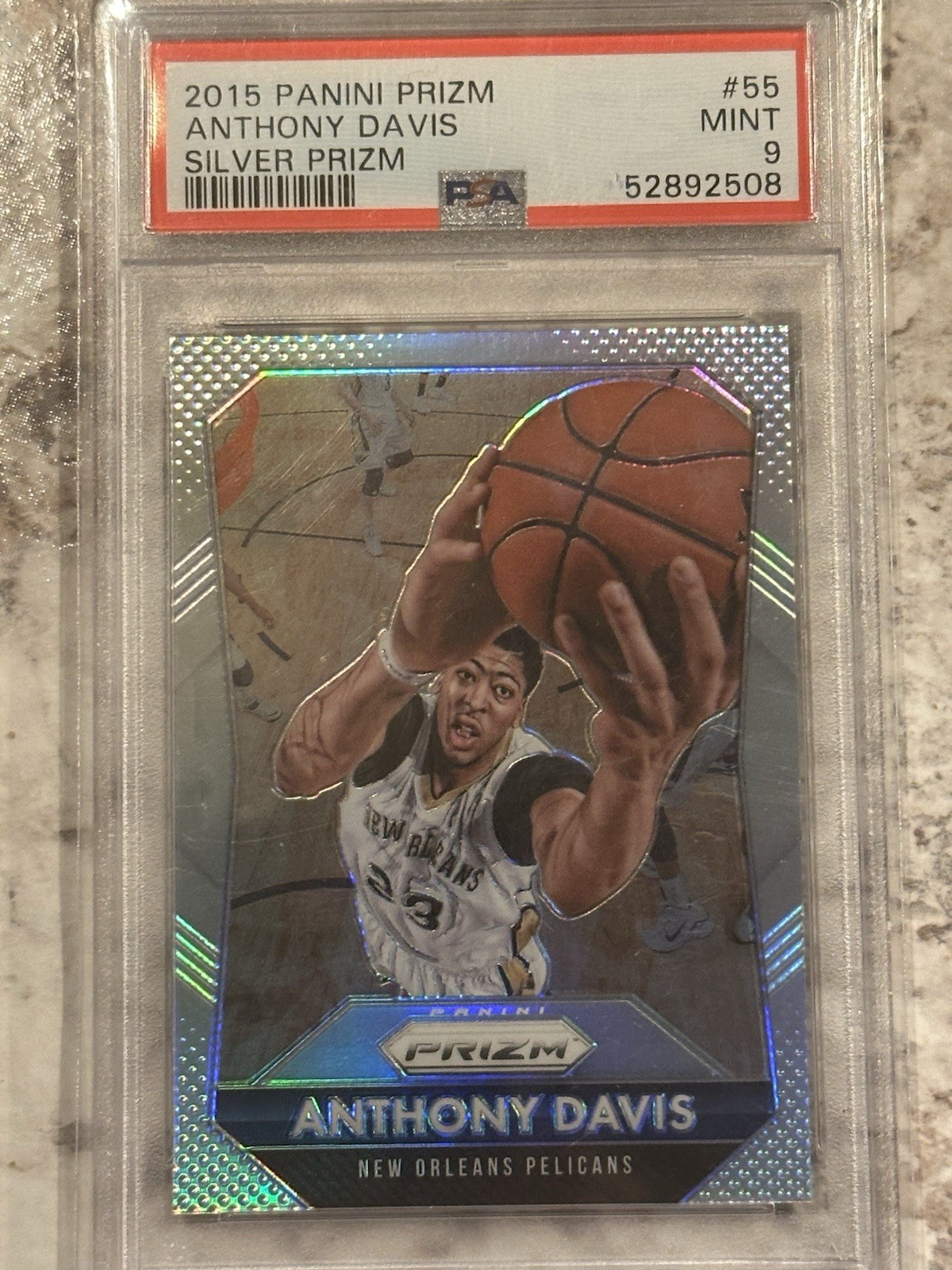2015 Panini Prizm Anthony Davis 55 Silver Prizm PSA 9
