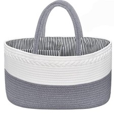 X-Large Diaper Caddy Organizer, Boho Rustic Cotton Rope Nursery Baby Basket, ...