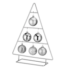 Ornament Display Stand Metal Xmas Decorative Tabletop Ornament 16 Inch Silver