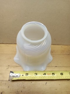 Vintage Antique Opalescent Swirl Glass Ruffled Lamp Shade 2" Fitter Top Collar