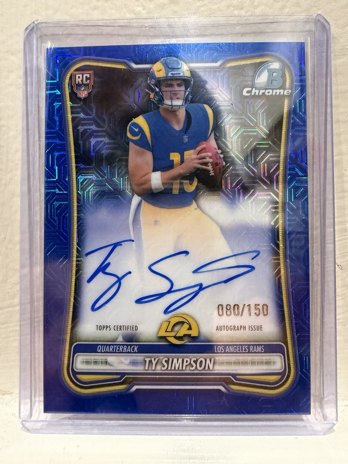 2026 Bowman Chrome Ty Simpson RC Auto Blue /150 Rams BCRA-TS Rookie
