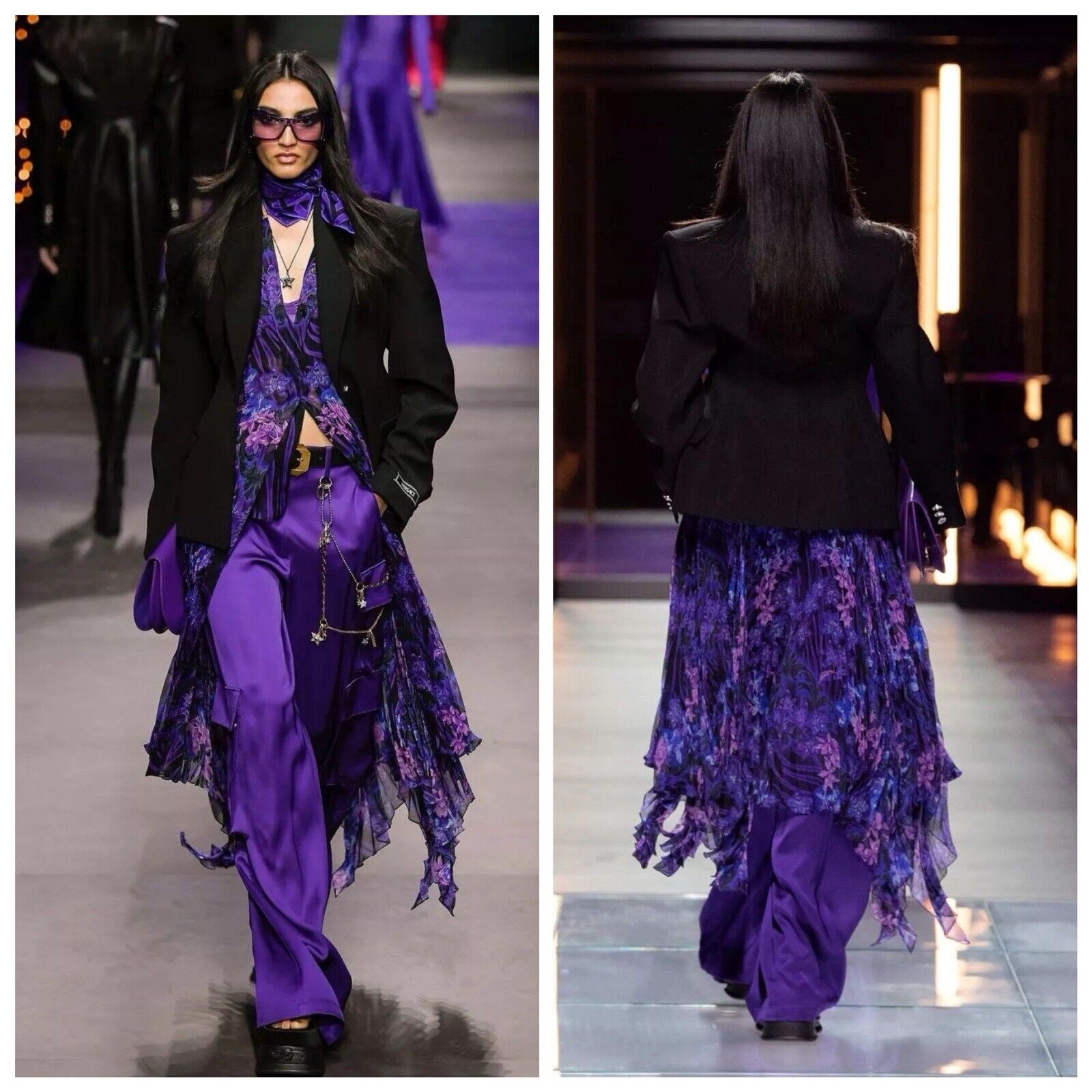 NWT Versace 40 US 4 Runway SS23 Plisse Dress All Over Orchid Purple $5,425 image 3