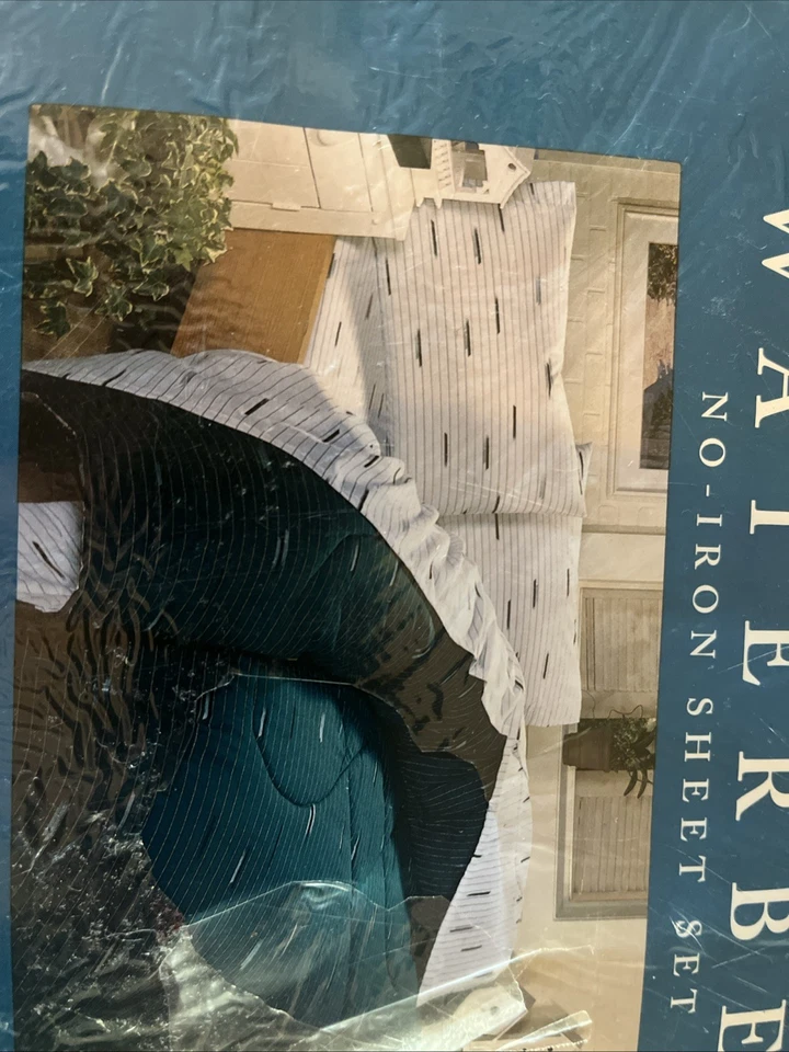 复古 Spring Home/Seaport King 水床特大号床单套装美国/1999 年全新制造 — 第 3/4 张图片